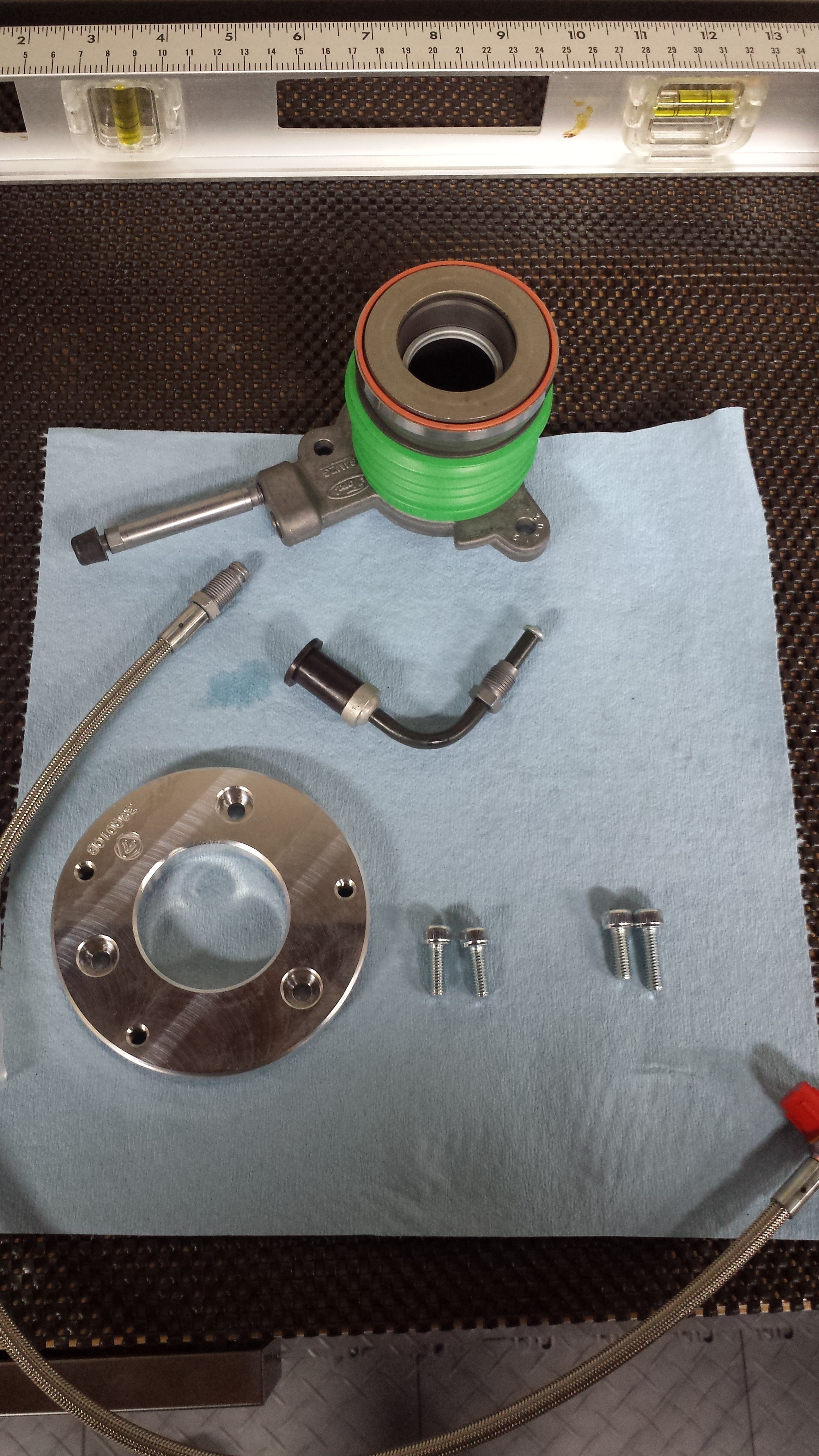 Clutch pulley, clutch line, bolts, and spacer